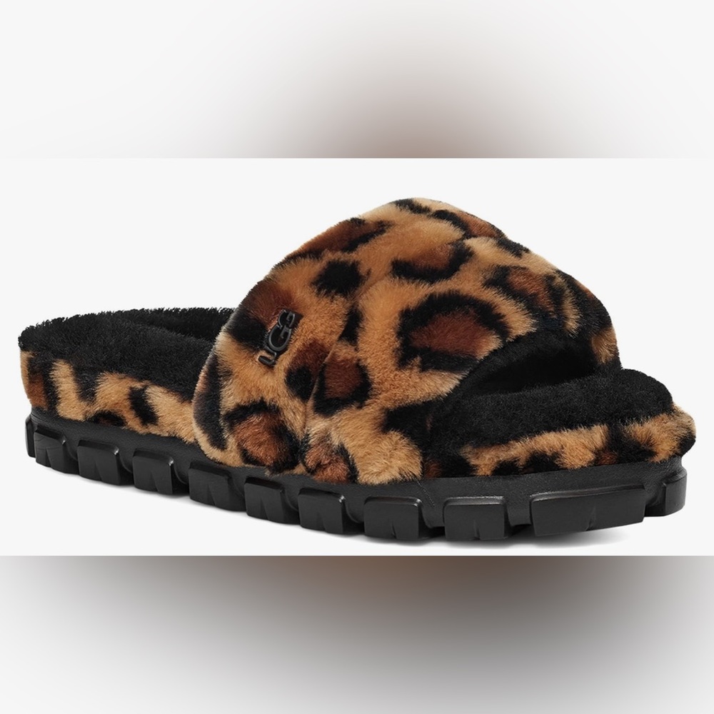 UGG Brown and Black Plush Slippers